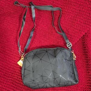 Geometric Black Crossbody Bag 8x5 Inches